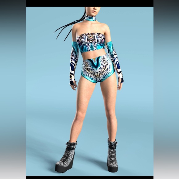 Candy Catz Sea Tiger Tube Top with Gloves NWOT size medium - Picture 2 of 3